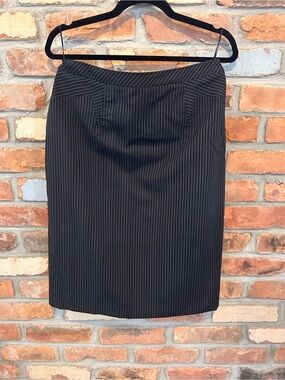 Escada Wool and Silk  Black Pinstripe Pencil Skirt